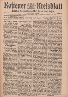 Kostener Kreisblatt: amtliches Veröffentlichungsblatt für den Kreis Kosten 1913.08.07 Jg.48 Nr94