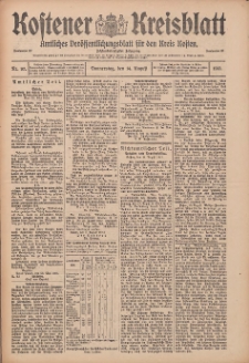 Kostener Kreisblatt: amtliches Ver&ouml;ffentlichungsblatt f&uuml;r den Kreis Kosten 1913.08.14 Jg.48 Nr97