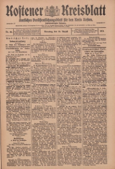 Kostener Kreisblatt: amtliches Veröffentlichungsblatt für den Kreis Kosten 1913.08.19 Jg.48 Nr99
