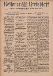 Kostener Kreisblatt: amtliches Ver&ouml;ffentlichungsblatt f&uuml;r den Kreis Kosten 1913.08.28 Jg.48 Nr103