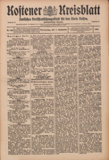 Kostener Kreisblatt: amtliches Ver&ouml;ffentlichungsblatt f&uuml;r den Kreis Kosten 1913.09.04 Jg.48 Nr106