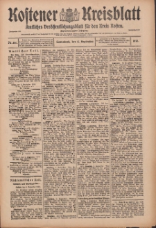 Kostener Kreisblatt: amtliches Ver&ouml;ffentlichungsblatt f&uuml;r den Kreis Kosten 1913.09.06 Jg.48 Nr107