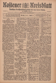 Kostener Kreisblatt: amtliches Ver&ouml;ffentlichungsblatt f&uuml;r den Kreis Kosten 1913.09.16 Jg.48 Nr111