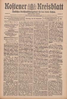 Kostener Kreisblatt: amtliches Ver&ouml;ffentlichungsblatt f&uuml;r den Kreis Kosten 1913.09.23 Jg.48 Nr114