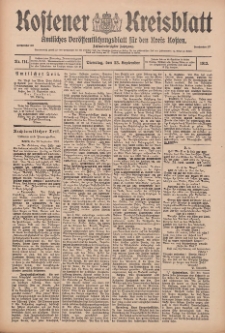 Kostener Kreisblatt: amtliches Veröffentlichungsblatt für den Kreis Kosten 1913.09.23 Jg.48 Nr114