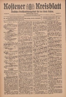 Kostener Kreisblatt: amtliches Ver&ouml;ffentlichungsblatt f&uuml;r den Kreis Kosten 1913.09.25 Jg.48 Nr115
