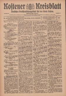 Kostener Kreisblatt: amtliches Veröffentlichungsblatt für den Kreis Kosten 1913.09.25 Jg.48 Nr115