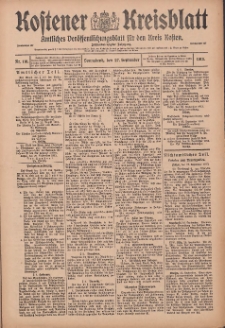 Kostener Kreisblatt: amtliches Veröffentlichungsblatt für den Kreis Kosten 1913.09.27 Jg.48 Nr116