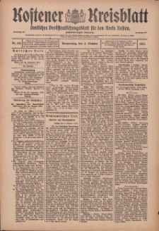 Kostener Kreisblatt: amtliches Ver&ouml;ffentlichungsblatt f&uuml;r den Kreis Kosten 1913.10.02 Jg.48 Nr118