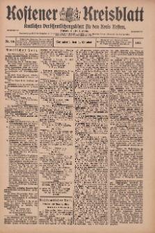 Kostener Kreisblatt: amtliches Ver&ouml;ffentlichungsblatt f&uuml;r den Kreis Kosten 1913.10.04 Jg.48 Nr119