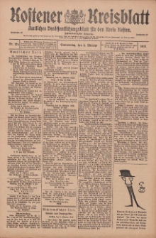 Kostener Kreisblatt: amtliches Ver&ouml;ffentlichungsblatt f&uuml;r den Kreis Kosten 1913.10.09 Jg.48 Nr121