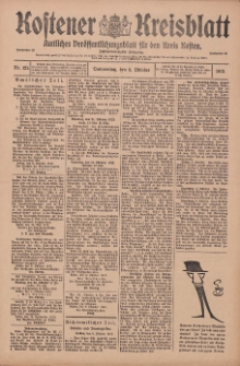 Kostener Kreisblatt: amtliches Veröffentlichungsblatt für den Kreis Kosten 1913.10.09 Jg.48 Nr121