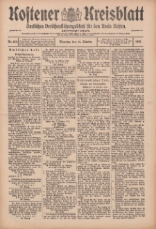 Kostener Kreisblatt: amtliches Ver&ouml;ffentlichungsblatt f&uuml;r den Kreis Kosten 1913.10.14 Jg.48 Nr123
