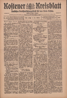 Kostener Kreisblatt: amtliches Ver&ouml;ffentlichungsblatt f&uuml;r den Kreis Kosten 1913.10.16 Jg.48 Nr124