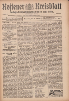 Kostener Kreisblatt: amtliches Ver&ouml;ffentlichungsblatt f&uuml;r den Kreis Kosten 1913.10.21 Jg.48 Nr126