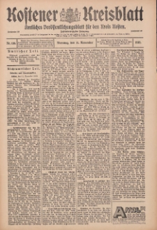 Kostener Kreisblatt: amtliches Ver&ouml;ffentlichungsblatt f&uuml;r den Kreis Kosten 1913.11.11 Jg.48 Nr135