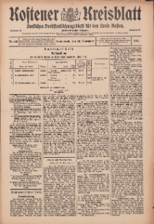 Kostener Kreisblatt: amtliches Ver&ouml;ffentlichungsblatt f&uuml;r den Kreis Kosten 1913.11.22 Jg.48 Nr140