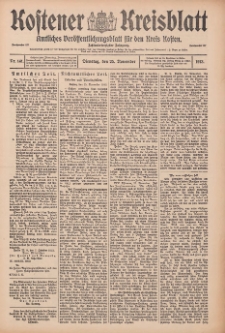 Kostener Kreisblatt: amtliches Veröffentlichungsblatt für den Kreis Kosten 1913.11.25 Jg.48 Nr141