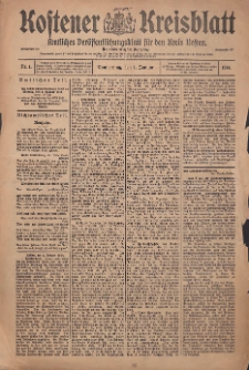 Kostener Kreisblatt: amtliches Ver&ouml;ffentlichungsblatt f&uuml;r den Kreis Kosten 1914.01.01 Jg.49 Nr1