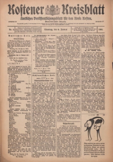 Kostener Kreisblatt: amtliches Ver&ouml;ffentlichungsblatt f&uuml;r den Kreis Kosten 1914.01.06 Jg.49 Nr3