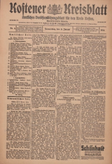 Kostener Kreisblatt: amtliches Ver&ouml;ffentlichungsblatt f&uuml;r den Kreis Kosten 1914.01.08 Jg.49 Nr4