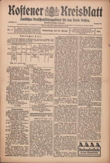 Kostener Kreisblatt: amtliches Veröffentlichungsblatt für den Kreis Kosten 1914.01.15 Jg.49 Nr7