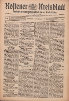 Kostener Kreisblatt: amtliches Ver&ouml;ffentlichungsblatt f&uuml;r den Kreis Kosten 1914.01.17 Jg.49 Nr8