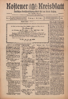 Kostener Kreisblatt: amtliches Ver&ouml;ffentlichungsblatt f&uuml;r den Kreis Kosten 1914.01.20 Jg.49 Nr9