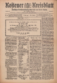 Kostener Kreisblatt: amtliches Veröffentlichungsblatt für den Kreis Kosten 1914.01.20 Jg.49 Nr9