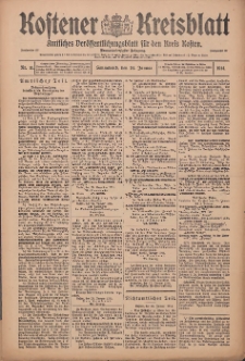 Kostener Kreisblatt: amtliches Ver&ouml;ffentlichungsblatt f&uuml;r den Kreis Kosten 1914.01.24 Jg.49 Nr11