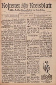 Kostener Kreisblatt: amtliches Ver&ouml;ffentlichungsblatt f&uuml;r den Kreis Kosten 1914.02.03 Jg.49 Nr15