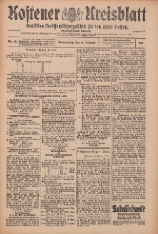 Kostener Kreisblatt: amtliches Veröffentlichungsblatt für den Kreis Kosten 1914.02.05 Jg.49 Nr16