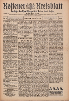Kostener Kreisblatt: amtliches Ver&ouml;ffentlichungsblatt f&uuml;r den Kreis Kosten 1914.02.12 Jg.49 Nr19