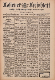 Kostener Kreisblatt: amtliches Veröffentlichungsblatt für den Kreis Kosten 1914.02.17 Jg.49 Nr21