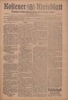 Kostener Kreisblatt: amtliches Ver&ouml;ffentlichungsblatt f&uuml;r den Kreis Kosten 1914.02.19 Jg.49 Nr22