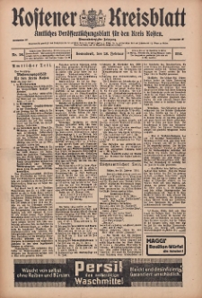 Kostener Kreisblatt: amtliches Veröffentlichungsblatt für den Kreis Kosten 1914.02.28 Jg.49 Nr26