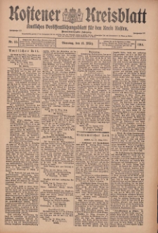 Kostener Kreisblatt: amtliches Veröffentlichungsblatt für den Kreis Kosten 1914.03.17 Jg.49 Nr33