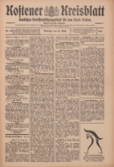 Kostener Kreisblatt: amtliches Veröffentlichungsblatt für den Kreis Kosten 1914.03.24 Jg.49 Nr36