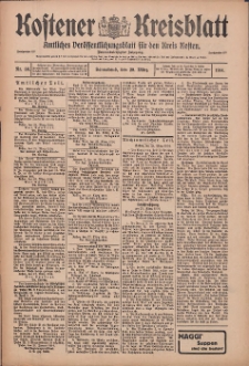 Kostener Kreisblatt: amtliches Ver&ouml;ffentlichungsblatt f&uuml;r den Kreis Kosten 1914.03.28 Jg.49 Nr38