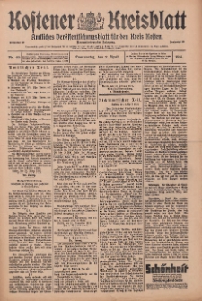 Kostener Kreisblatt: amtliches Veröffentlichungsblatt für den Kreis Kosten 1914.04.02 Jg.49 Nr40