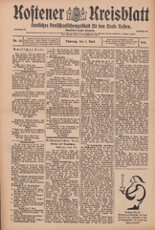 Kostener Kreisblatt: amtliches Ver&ouml;ffentlichungsblatt f&uuml;r den Kreis Kosten 1914.04.07 Jg.49 Nr42