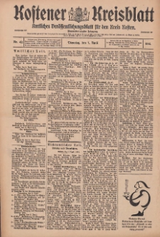 Kostener Kreisblatt: amtliches Veröffentlichungsblatt für den Kreis Kosten 1914.04.07 Jg.49 Nr42