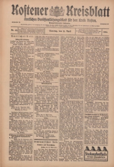 Kostener Kreisblatt: amtliches Ver&ouml;ffentlichungsblatt f&uuml;r den Kreis Kosten 1914.04.21 Jg.49 Nr48