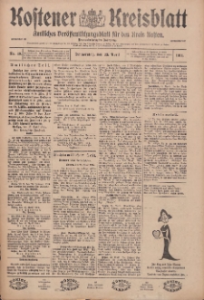 Kostener Kreisblatt: amtliches Ver&ouml;ffentlichungsblatt f&uuml;r den Kreis Kosten 1914.04.23 Jg.49 Nr49