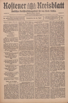 Kostener Kreisblatt: amtliches Ver&ouml;ffentlichungsblatt f&uuml;r den Kreis Kosten 1914.04.25 Jg.49 Nr50