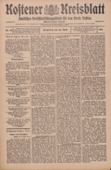 Kostener Kreisblatt: amtliches Veröffentlichungsblatt für den Kreis Kosten 1914.04.25 Jg.49 Nr50