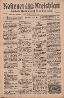 Kostener Kreisblatt: amtliches Ver&ouml;ffentlichungsblatt f&uuml;r den Kreis Kosten 1914.05.02 Jg.49 Nr53