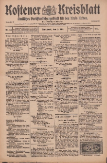 Kostener Kreisblatt: amtliches Veröffentlichungsblatt für den Kreis Kosten 1914.05.02 Jg.49 Nr53