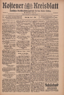 Kostener Kreisblatt: amtliches Ver&ouml;ffentlichungsblatt f&uuml;r den Kreis Kosten 1914.05.05 Jg.49 Nr54
