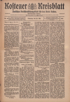 Kostener Kreisblatt: amtliches Ver&ouml;ffentlichungsblatt f&uuml;r den Kreis Kosten 1914.05.26 Jg.49 Nr63